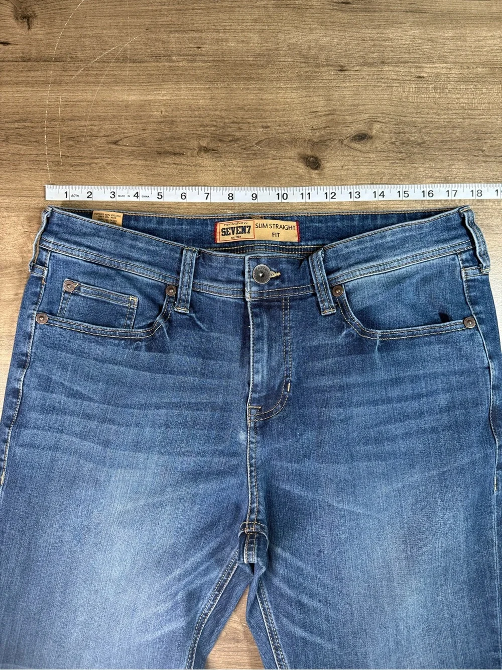 Seven7 Premium Denim Co Men’s Slim Straight Fit Denim Blue Jeans Size 34x32